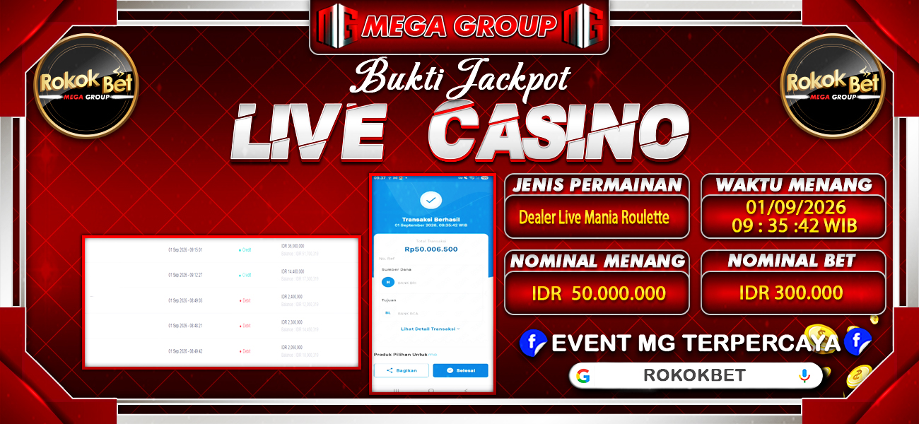 Bukti JP situs Rokokbet hari Selasa, 01 September 2026