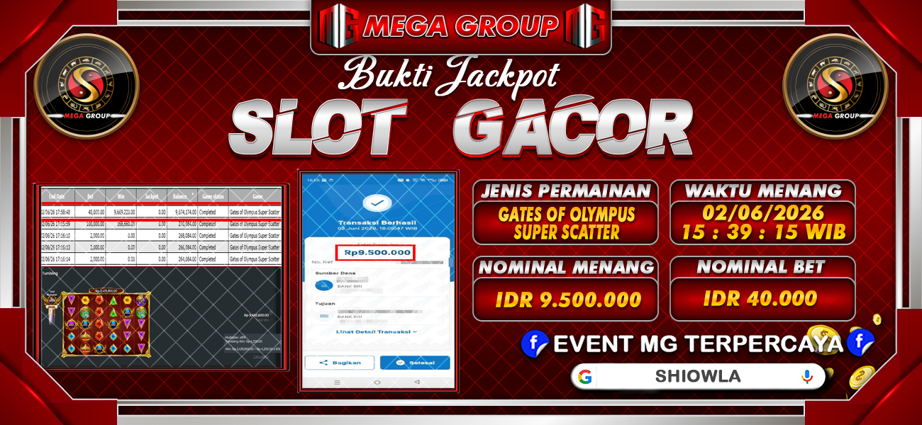 Bukti JP situs Shiowla hari Rabu, 03 Juni 2026